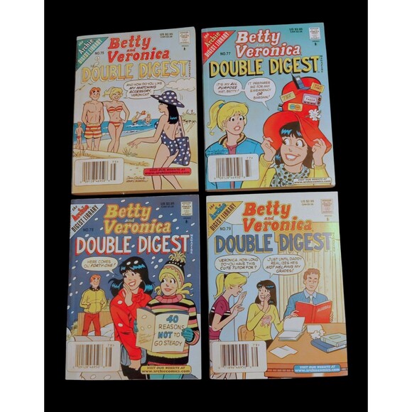 Vintage Betty & Veronica Double Digest Comics Lot x4 Archie 90s Comic Books Kids - Picture 1 of 15